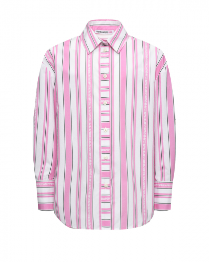 Рубашка в полоску с логотипом, розовая Patrizia Pepe | Фото 1