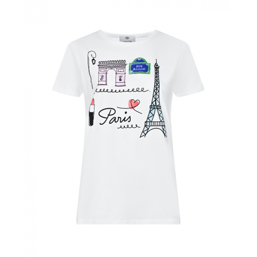 Белая футболка с принтом &quot;Paris&quot; Allude | Фото 1