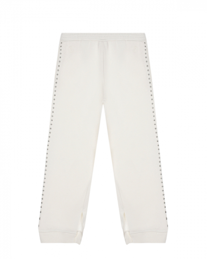 Белые спортивные брюки с серебристыми заклепками MM6 Maison Margiela | Фото 1