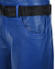 Синие кожаные брюки с черным ремнем Les Coyotes de Paris | Фото 5