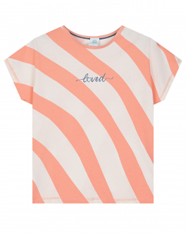 Пижама: футболка в полоску и шорты Sanetta Оранжевый, арт. 232721 38177 PINK CHAMP | Фото 2