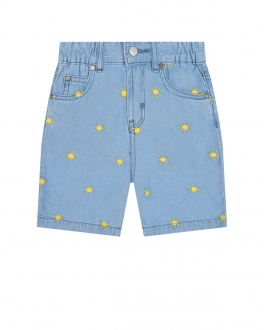 Голубые джинсовые шорты с вышивкой &quot;солнце&quot; Stella McCartney Голубой, арт. 8Q6TN9 Z0213 606 | Фото 1