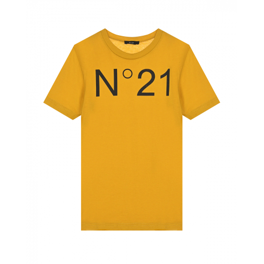 Желтая футболка с черным лого No. 21 | Фото 1