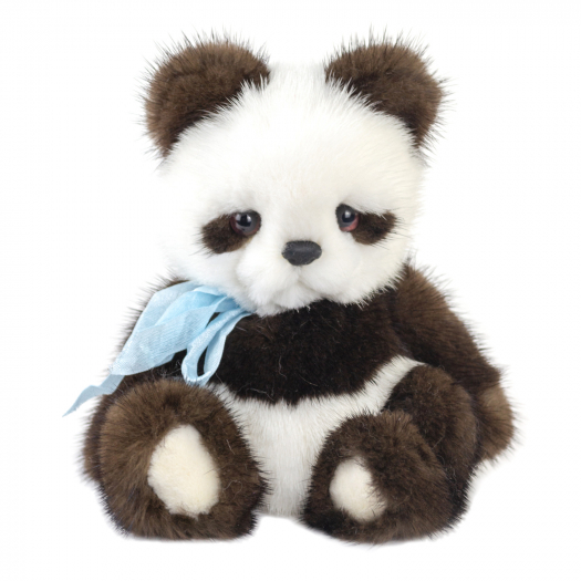 Мягкая игрушка Панда тедди из меха норки, 20 см Carolon | Фото 1