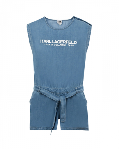 Джинсовый комбинезон с логотипом Karl Lagerfeld kids | Фото 1