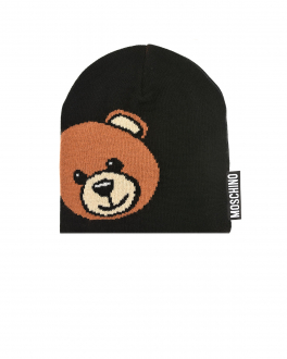 Черная шапка с принтом &quot;медвежонок&quot; Moschino Черный, арт. HUX01L LHE18 60100 | Фото 1