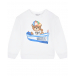 Белый свитшот с принтом &quot;медвежонок в лодке&quot; Moschino | Фото 1