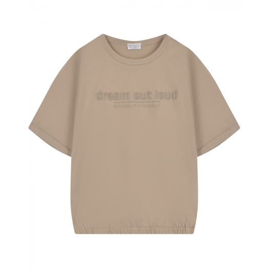Бежевая футболка с принтом &quot;dream out loud&quot; Brunello Cucinelli | Фото 1
