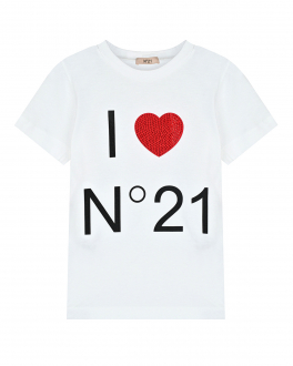 Белая футболка с крупным логотипом No. 21 Белый, арт. N21124 N0153 0N100 | Фото 1