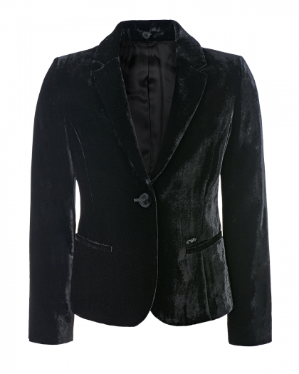 Черный бархатный пиджак Emporio Armani | Фото 1