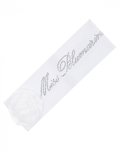 Белая повязка с логотипом из страз Miss Blumarine | Фото 1