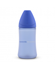 Голубая бутылка с круглой силиконовой соской 3 позиции "BASICS", 270 мл (2 шт)