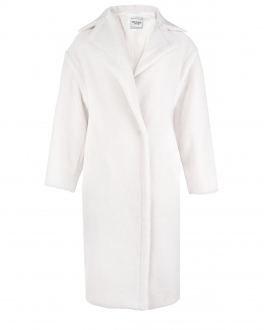 Белая шуба с декором &quot;Super Mama&quot; Forte dei Marmi Couture , арт. 21WF1564 OFFWHITE | Фото 1