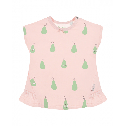 Розовая футболка с принтом &quot;груши&quot; Sanetta Kidswear | Фото 1
