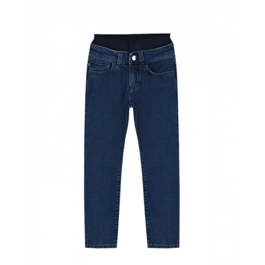 Синие джинсы с поясом на резинке Emporio Armani | Фото 1