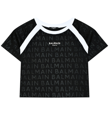 Укороченная футболка с лого в тон Balmain | Фото 1
