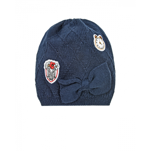 Синяя шапка с аппликациями Monnalisa | Фото 1
