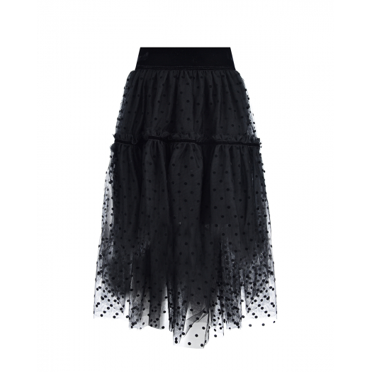 Черная юбка с принтом в горошек Monnalisa | Фото 1