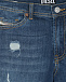 Синие джинсовые бермуды с потертостями Diesel | Фото 3