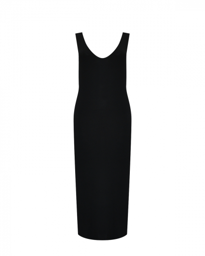 Трикотажное платье миди с V вырезом, черное Pietro Brunelli | Фото 1