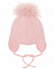 Розовая шапка с меховым помпоном Joli Bebe | Фото 2