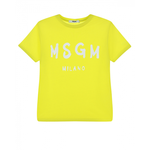 Желтая толстовка с белым лого MSGM | Фото 1