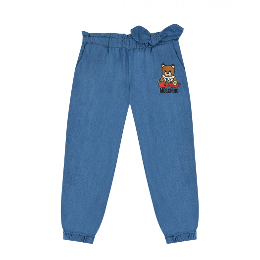 Голубые джинсы с бантом на поясе Moschino | Фото 1