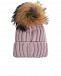 Розовая шапка с флисовой подкладкой и меховым помпоном Joli Bebe | Фото 2