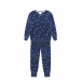 Темно-синяя велюровая пижама с принтом в горошек Sanetta | Фото 1