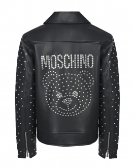 Черная куртка из эко-кожи Moschino Черный, арт. HDS03V L6A02 60100 | Фото 2