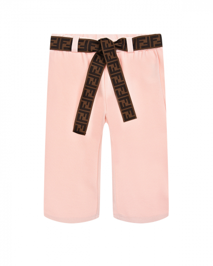 Розовые брюки с черным поясом Fendi | Фото 1