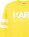 Желтый свитшот с принтом логотипа и полосками на рукавах Karl Lagerfeld kids | Фото 3
