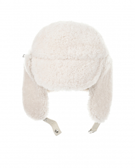 Кремовая шапка из овчины Yves Salomon Кремовый, арт. 23WEA602XXMECL А1006 | Фото 2