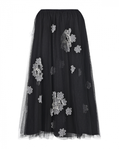 Черная юбка с цветочным декором  | Фото 1