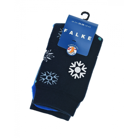 Темно-синие носки с принтом &quot;снежинки&quot; Falke | Фото 1