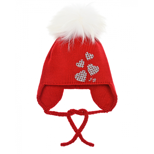 Красная шапка с серебристыми сердечками Joli Bebe | Фото 1