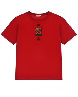 Красная футболка с черным логотипом Dolce&Gabbana Красный, арт. L4JTED G7BTH R2254 | Фото 1