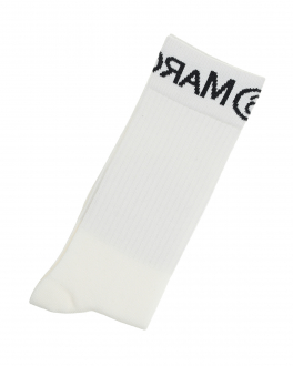 Высокие белые носки с черным лого MM6 Maison Margiela Белый, арт. M60154 MM045 M6100 | Фото 1