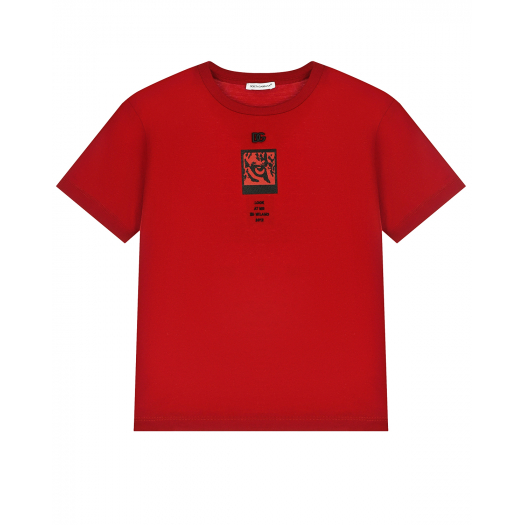 Красная футболка с черным логотипом Dolce&Gabbana | Фото 1