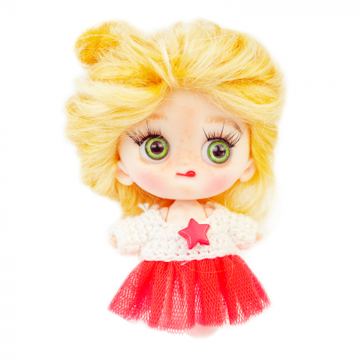 Кукла МИНИ рыжая в ободке с ушками, кастом., 8,5 см Carolon | Фото 1