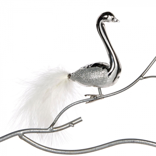 Подвеска &quot;Лебедь на ветке&quot; серебро/белый, 10 см Goodwill | Фото 1