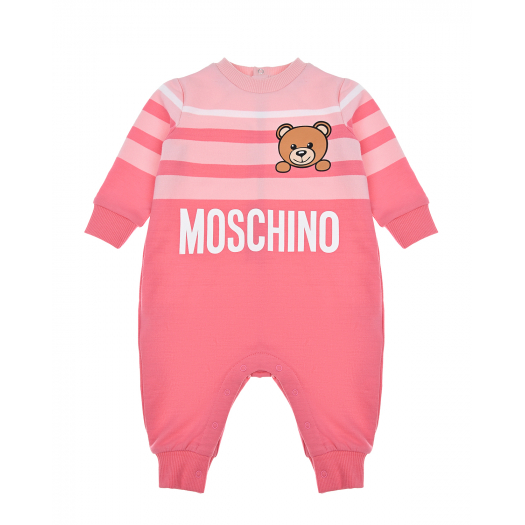 Розовый комбинезон с логотипом Moschino | Фото 1