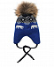 Синяя шапка с меховым помпоном и узором &quot;медведи&quot; Il Trenino | Фото 2