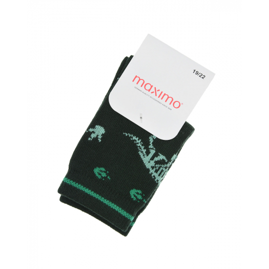 Темно-зеленые носки с принтом &quot;динозавры&quot; MaxiMo | Фото 1