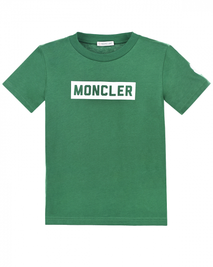 Зеленая футболка с логотипом Moncler | Фото 1