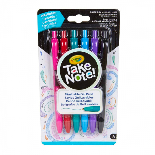 Гелевые смываемые ручки Take Note 6 шт. Crayola | Фото 1