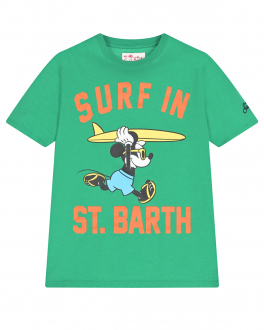 Зеленая футболка с принтом &quot;Surf in St.Barth&quot; Saint Barth Зеленый, арт. TSH0001 00798B MICKEY SUR | Фото 1