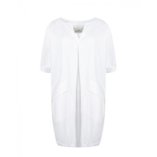 Белое платье-футболка с накладными карманами Deha | Фото 1