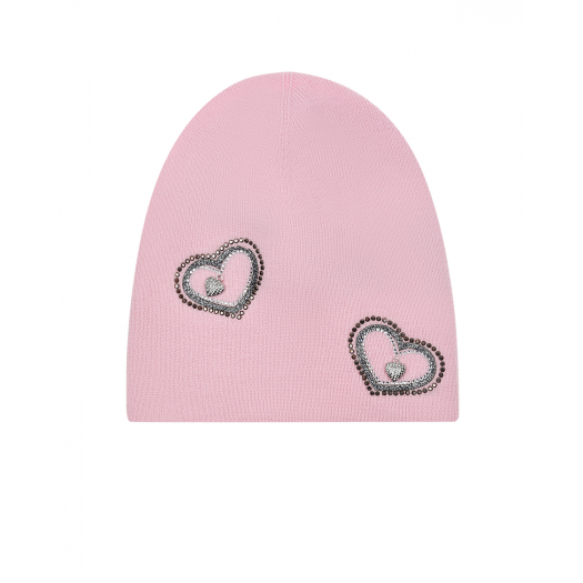 Розовая шапка с деокром &quot;сердца&quot; Regina | Фото 1