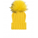Желтая шапка с меховым помпоном Catya | Фото 1